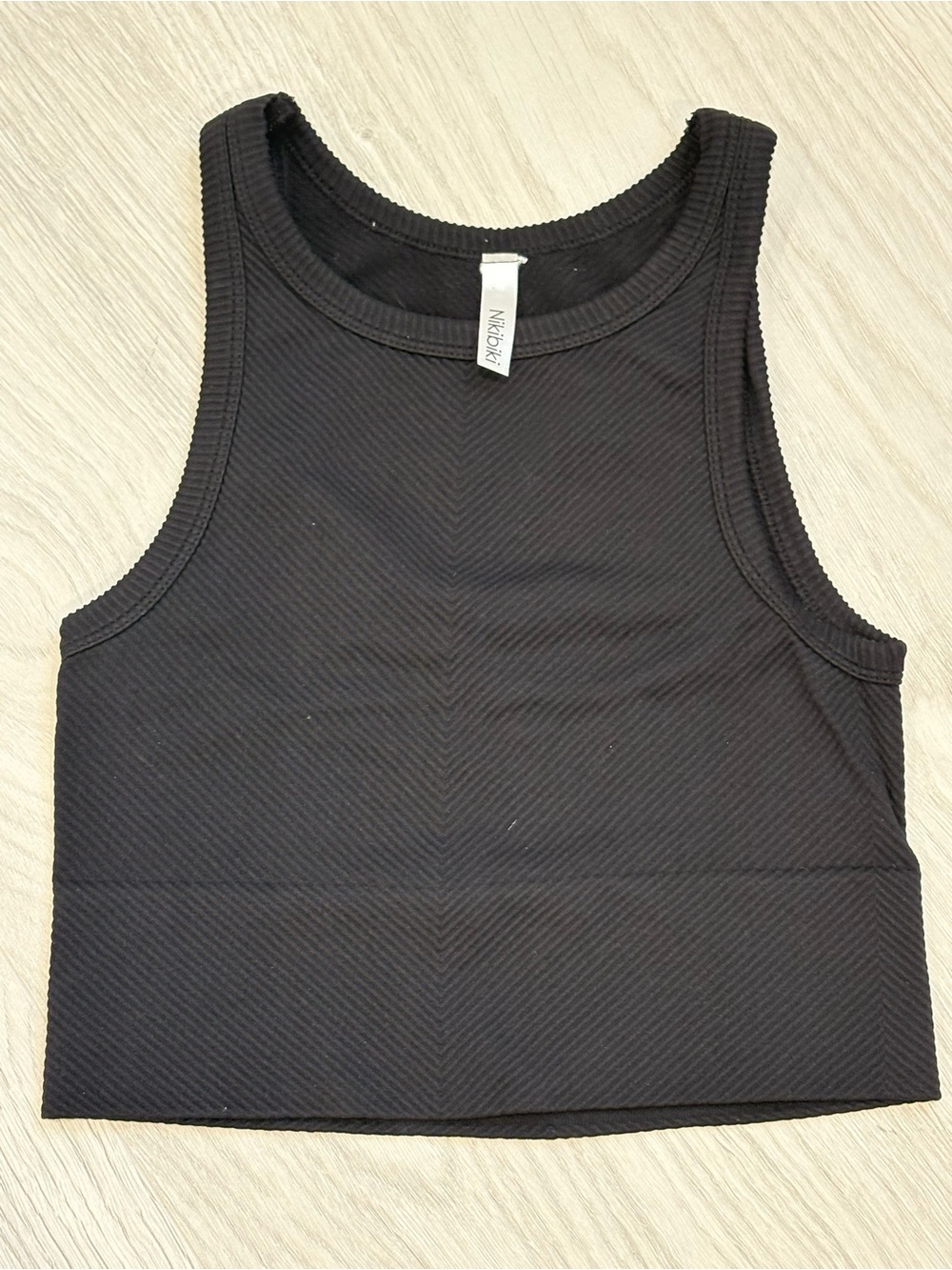 Nikibiki Black Ribbed Crop Tank Top